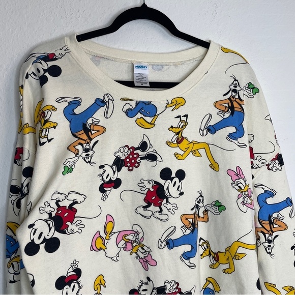 Disney Mickey and Friends Allover Graphic Print Pullover Crewneck Sweatshirt XXL - Picture 5 of 11